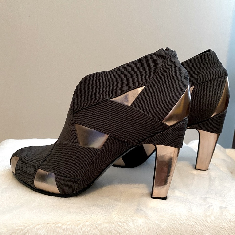 United Nude Fold booties in rose gold & gray